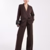 Pieces oversized tailored blaxer and trouser suit co-ord in chocolate brown